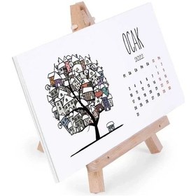 Resim Mevsim Ağaclı 2027 Takvim Şövale Ayaklı Takvim 