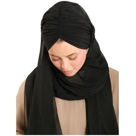 Resim Hürrem Bone Siyah Pratik Hazır Geçmeli Bone Şal Şifon Drapeli 2507 01 siyah 