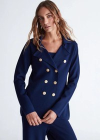 Resim Styleboom X Peraluna KATHERINE BLAZER Çelik Örgü Klasik Kesim Düğmeli Blazer Kadın Triko Ceket - Lacivert - Lacivert / XL 