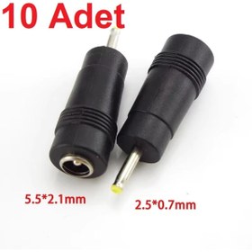 Resim ATAELEKTRONİK 10 Adet - 5.5mm 2.5mm Giriş >> 2,5 Mm X 0,7 Mm Erkek Fiş - 5,5 Mm X 2,1 Mm Dişi Jak Dc Güç Adaptörü 