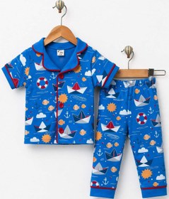 Resim dinamik çocuk Erkek Bebek/Çocuk Deniz Temalı Yazlık Pijama Takımı Kısa Kollu %100Pamuk 6-24ay 3-6yaş 