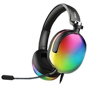 Resim G86B Siyah Kulak Üstü Kablolu RGB Işıklı Mikrofonlu Gaming Kulaklık 