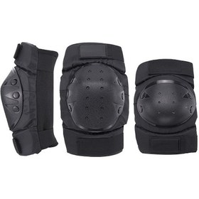 Resim Fortunelane Bisiklet Ve Motosiklet İçin Çiftli Dirsek Diz Koruması - Eva Pedli Hafif Korumalı Siyah Siyah 