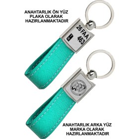 Resim Promosyon Denizi Ön Yüz Buick Logolu Arka Yüz Plakanıza Özel Turkuaz Anahtarlık 