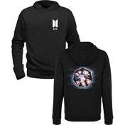 Resim Bts Siyah Ön Arka Baskılı Çocuk Sweatshirt 