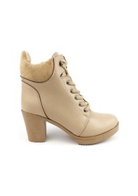 Resim Hatege Aurora Topuklu Bağcıklı Bej Kadın Bot Bej 
