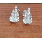 Resim Omar Silver Kadın Gümüş Küpe Ithal Keman Modeli Küpe Zirkon Taşlı 
