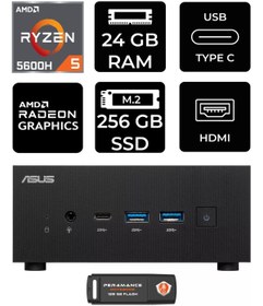 Resim ASUS ExpertCenter PN52 R5-5600H 24GB RAM 256GB SSD FDOS MİNİ MASAÜSTÜ PC & PER4 BELLEK 