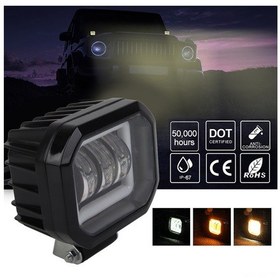 Resim Reedark 30w 6000k Led Çalışma Lambası, Kare Su Geçirmez Melek Gözü Feneri, 12v-24v, Atv, Araba, Bot Kullanıma Uygun, Amber Işık, 1 Adet 