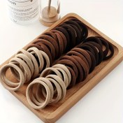 Resim 50/100 Paket Boho Şık Elastik Saç Bantları - Karışık Renklerde Yumuşak ve Esnek At Kuyruğu Tutucuları (Kahverengi, Bej, Siyah) Günlük Tarz ve Güvenli Saç Modelleri için, Saç Aksesuarları | Minimalist Saç Bantları | Doğal Görünümlü Saç Bantları, Saç Aksesuarları 