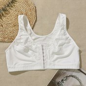 Resim Kadınlar için Şık Büyük Beden Dantel Bralette - Ön Kapatma, Tam Kapsama, Kablosuz Konfor, 7 Sıralı Destek & Çiçek Deseni 