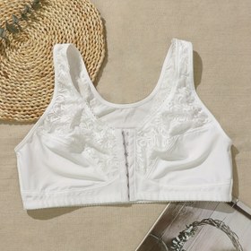 Resim Kadınlar için Şık Büyük Beden Dantel Bralette - Ön Kapatma, Tam Kapsama, Kablosuz Konfor, 7 Sıralı Destek & Çiçek Deseni 