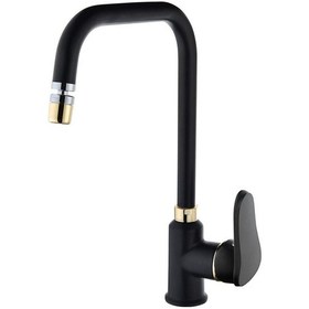 Resim Hms Siyah Gold Yüksek Gövde Pirinç Oynar Perlatörlü Mutfak Evye B Siyah 