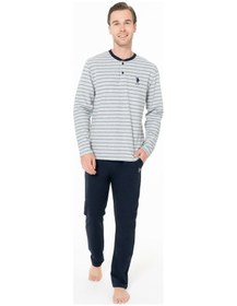 Resim U.S. Polo Assn. Erkek Kışlık Lisanslı Uzun Kol Pijama Takım 18964 Gri 