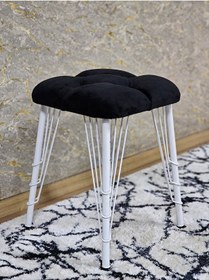 Resim Kare Beyaz Boyalı Telli Ayaklı Tabure - Oturak - Bar Taburesi - A Çok Renkli 