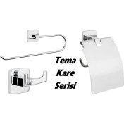 Resim Arçe Tema Kare Kapaksız Havluluk Kapaklı Kağıtlık 2 Li Bornoz Askılık 