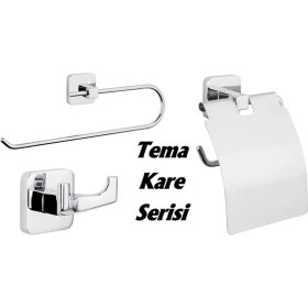 Resim Arçe Tema Kare Kapaksız Havluluk Kapaklı Kağıtlık 2 Li Bornoz Askılık 