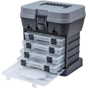 Resim SAVEX Tabureli Balıkçı Takım Çantası - 4 Çekmeceli - Gri 