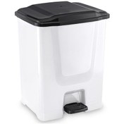 Resim Flora F196-B Slim Pedallı Siyah Kapaklı Plastik Çöp Kovası Beyaz 10 L Beyaz 