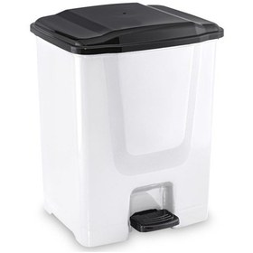 Resim Flora F196-B Slim Pedallı Siyah Kapaklı Plastik Çöp Kovası Beyaz 10 L Beyaz 