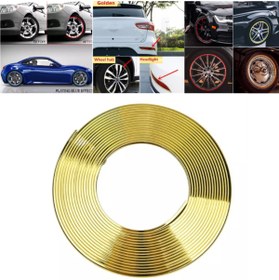 Resim ŞüsCarOto Aksesuar Araç Araba Oto Jant Fitili Metal Görünümlü Lastik Jant Trim Bandı Jant Şeriti 8 Metre Gold 