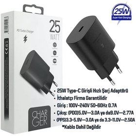 Resim Samsung Galaxy A26 Uyumlu 25w Type-c To Type-c Hızlı Şarj Adaptörü - İthalatçı Garantili Siyah 
