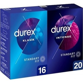 Resim Durex Klasik Prezervatif 16'lı + Intense Prezervatif 20'li 