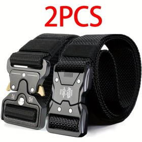 Resim 2 Adet Erkek Kemer, Günlük ve Yürüyüş için Çok Amaçlı Cordura Kayışlı Bel Bandı, Hızlı Açılır Tokalı, Açık Hava Sporları İçin Uygun, Doğum Günü Hediyesi, Babalar Günü Hediye 