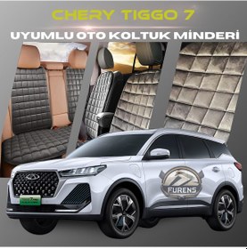 Resim Chery Tiggo 7 & Pro Antrasit Renk Tay Tüyü Cepli & Terletmez Sırtlı Oto Koltuk Minder Seti - Koltuk Koruma Kılıfı Ön & Arka Tam Set 