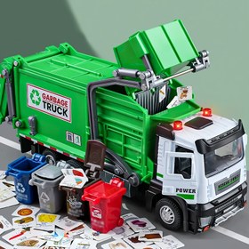 Resim Alüminyum Kabin Temizlik Araç Oyuncak Seti - Ses ve Işık Etkileri ile, Açılabilir Kapılar, Gerçekçi Çöp Kamyonu Modeli, 1 Büyük ve 4 Küçük Çöp Kutusu ile, 60 Kart içerir, 6-12 Yaş Çocuklar için Uygun, Doğum Günü ve Doğum Gün Hediyeleri 