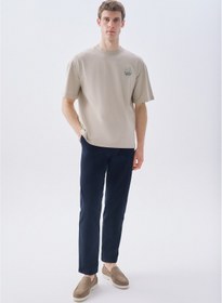 Resim Mudo Erkek Lacivert Straight Fit Beli Lastikli Pantolon 