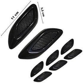 Resim Araç Mini Yan Çamurluk Ventil Süsü 6 Adet Telli Model Siyah Kasa Siyah Telli Yapıştırmalı Model 