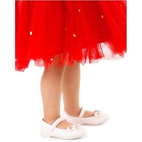 Resim Kiko Kids Cırtlı Fiyonklu Kız Çocuk Babet Ayakkabı Ege 201 Cilt Beyaz 