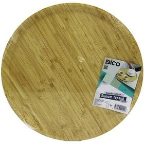 Resim Yuvarlak 38cm Ahşap Bambu Servis Sunum Tepsi - Tahtası 5224 Çok Renkli 