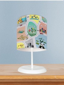 Resim Mekta Home Bebek Ve Çocuk Odası Hayvan Ağaç Ve Yol Figür Desenli Abajur 