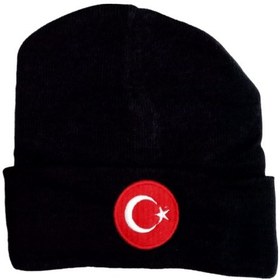 Resim Salarticaret Lacivert Bere Türk Bayraklı Kışlık Akrilik Bere 