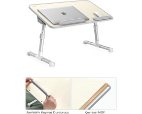 Resim Bix Saiji A8 Çok Fonksiyonlu Ayarlı Notebook Soğutuculu Çalışma Masası Gri 