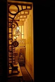 Resim Book Nook Tren İstasyonu Kitap Tutucu DIY Kendin Yap 