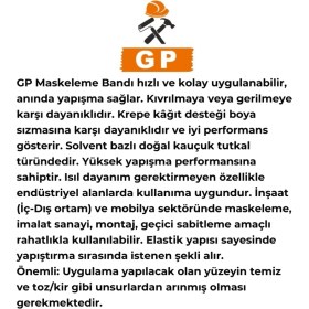 Resim Ve-Ge | Gp Maskeleme Bandı, 48 mm x 30 M, Bej, Krepe Kâğıt Tabanlı, Boya Uygulamaları İçin İdeal 