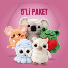 Resim The Gurumi - Yeni Başlayanlar İçin Amigurumi 5 li Örgü Kiti (İSTEDİĞİNİZ 5 FİGÜRÜ BİZE İLETİN) 