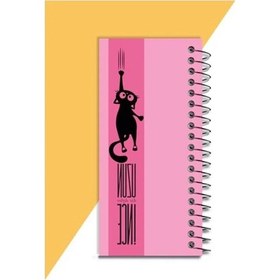 Resim Sevimli Kedi Temalı Spiralli Not Defteri 21x10 Cm, 120 Sayfa 