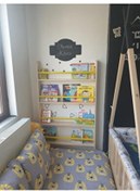 Resim MrtAhşap Montessori Raf Geniş Model Yuvarlak Çıtalı(sarı) 