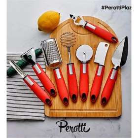 Resim Perotti Hamm Kırmızı 8'Li Mutfak Seti Kepçe Kevgir Spatula 