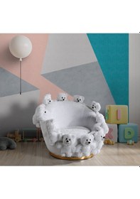 Resim Most Teddy Kids Beyaz Ayıcıklı Peluş Kumaş Döner Berjer Evinize Beyaz 