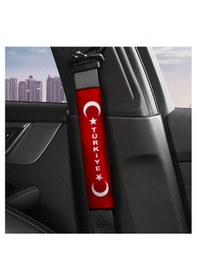 Resim Türk Bayrak'lı Oto Boyun Yastığı & Kemer Kılıfı & Vites Poları 