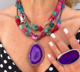 Resim Doğaltaş Mor Akik Cümbüş Set 