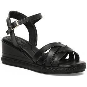 Resim Butigo 25s-281 5fx Siyah Kadın Dolgu Topuk Sandalet 000000000102008459 Siyah 