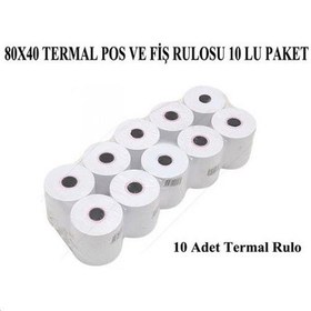 Resim 80X40 TERMAL POS VE FİŞ RULOSU 10 LU PAKET 
