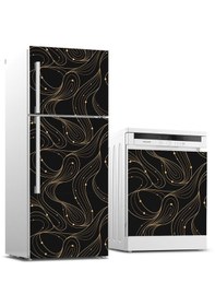 Resim Buzdolabı Ve Bulaşık Makinası Beyaz Eşya Sticker Kaplama Siyah Çizgiler 