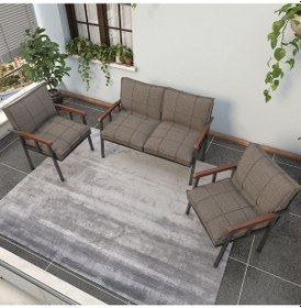 Resim Mygusi Modern'' Metal Kanepe Koltuk Takımı - 2 1 1 Capucino 